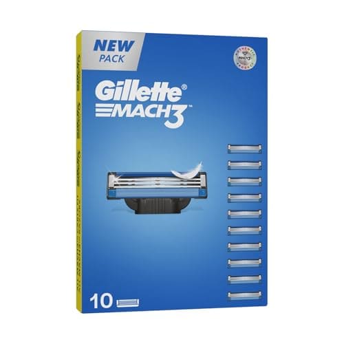 🛍️ Gillette Mach3, Shaving Blades For Men | 10 Cartridges, Super Value Pack | 10 Cartridges Last Up-To 150 Shaves | Your Most Comfortable Shave