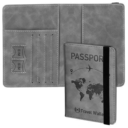 🛍️ Storite RFID Blocking Travel Passport Holder, 14.58x11CM, Grey