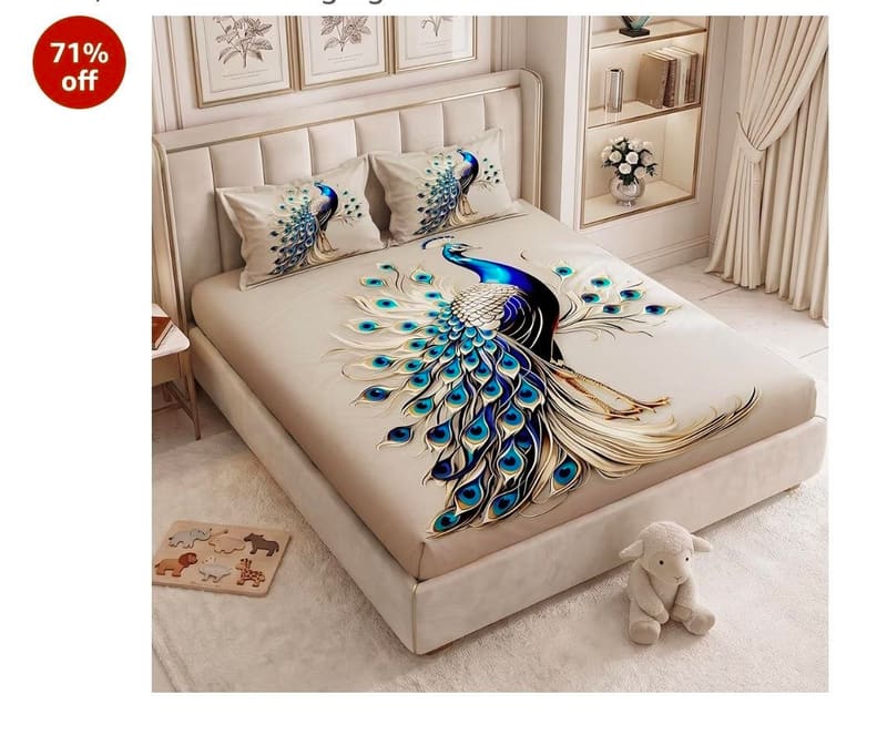 GRAB : 7D Digital Printed Double Bedsheet Set @719.