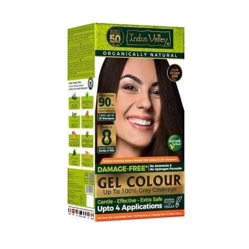 🛍️ INDUS VALLEY Damage Free Natural Gel Hair Colour for Women Ammonia & PPD Free Organic Hair Colour with 100% Grey Coverage, Long Lasting Conditioning Hair Color Dark Brown 3.00-220 ml