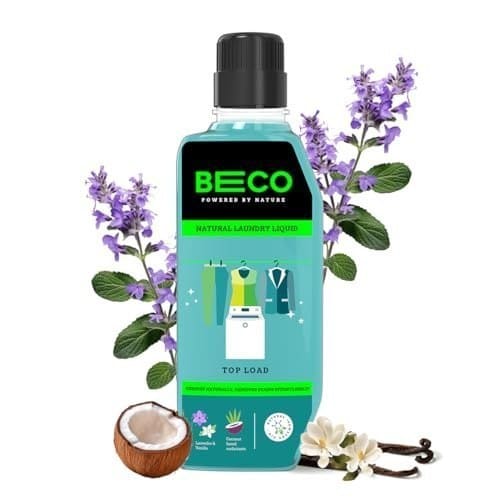 🛍️ Beco Natural Liquid Detergent Top Load - 960 ml Bottle | Tough Stain Removal | Lavender & Vanilla Freshness | Retains Brightness & Shine | Chemical Free | Top Load Washing Machine Liquid Laundry