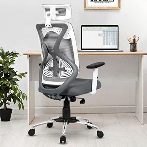 🛍️ Da URBAN® Merlion Office Chair,High Back Mesh Ergonomic Home Office Desk Chair with 3 Years Warranty, Adjustable Armrests,Adjustable Lumbar Support,Tilt Lock Mechanism (Grey)