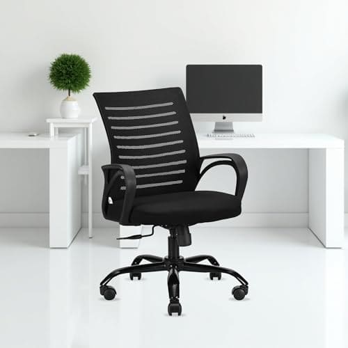 🛍️ IAFA FURNITURE® Diego Mid-Back Mesh Office Chair | 3 Year Warranty | Ergonomic Study | Computer Chair with Revolving Base | Tilting & Height Adjustable Mechanism | Heavy-Duty Metal Base (Black) (DIY)
