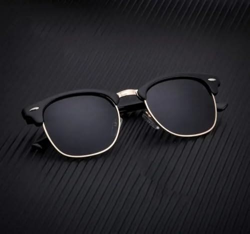 🛍️ GIFFEMANS Full-frame Unisex Casual Black Metal Adult Round Sunglasses with Black Polycarbonate Polarized UV Protection Lenses
