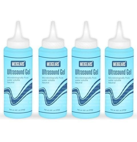 🛍️ MEDGEARS Corded Electric Whole_Body Gel Ultrasound/ECG/Physiotherapy Gel Massager Machine (Pack of 4),Clear