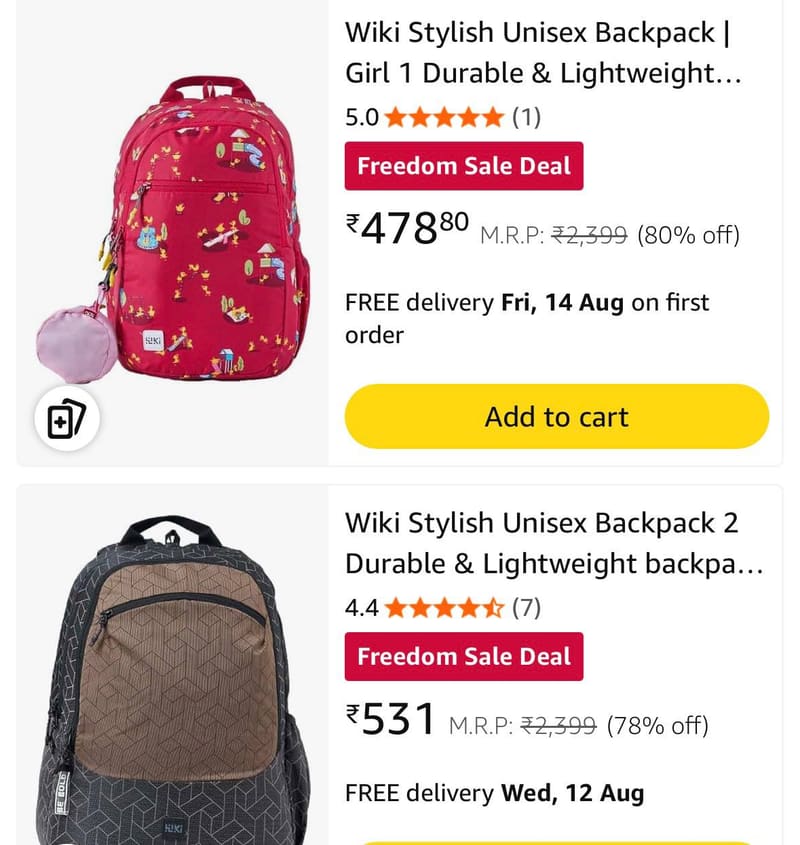Loot Deal : Upto 84% Off On Wiki by Wildcraft Backpacks.