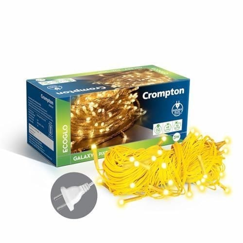 🛍️ Crompton Galaxy Pixel Light 10 Meter 3W Warm White Ladi Lights | Pack of 1 | 10 Meter, 48 LEDs | Direct 2-pin Plug, BIS Safe Wire | for Home Decoration, Diwali, Festival, Birthday, Marriage
