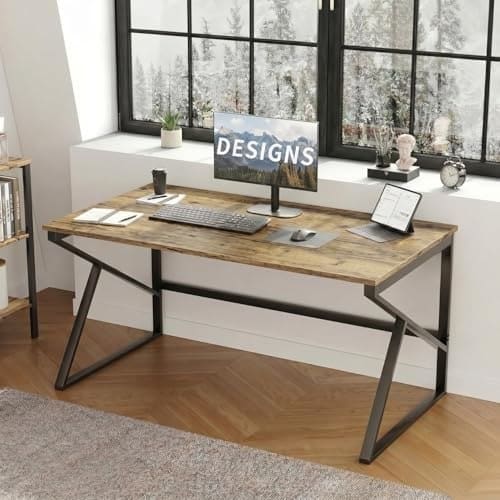 🛍️ Amazon Brand - Solimo Desktop Computer Table for Work & Study | Office Desk, Work Table, Gaming Table for PC (140 CM - Forest Dark, DIY Installation)