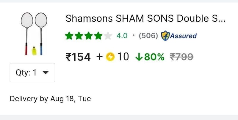 🔥Bedminton Set @₹154 + 10 SC