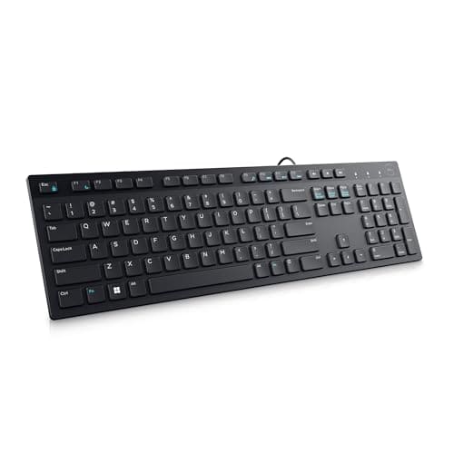 🛍️ Dell KB216 Wired Multimedia Keyboard - Full-Size Layout with USB Interface, Chiclet Keys, Spill Resistance with 3 Indicator Lights| Plug and Play| Hot Keys: Volume, Mute, Play/Pause, Backward, Forward