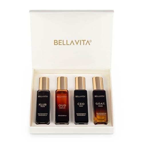 🛍️ Bella Vita Luxury | Long Lasting Men Perfume Gift Set | 4x20ml | Perfume for Man | Gift for Man | Woody, Citrusy, Oud Premium Fragrance | KLUB, OUD, CEO, G.O.A.T