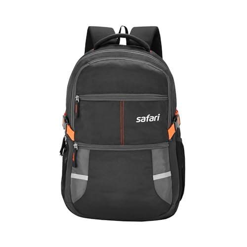 🛍️ Safari Omega spacious/large laptop backpack with Raincover, college bag, travel bag for men and women, Black, 30 Litre