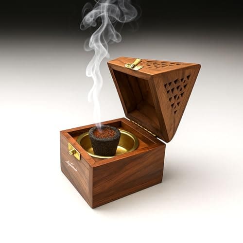 🛍️ SIGNAMIO® Wooden Sambrani Dhoop Stand Incense Holder: Perfect Pooja Room Stand Decoration Item, Dhup Dani & Doopam Holder, Essential Puja Item for Home Mandir and Pooja Thali Set Rituals-DN-1