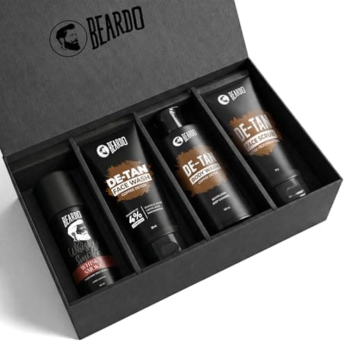 🛍️ Beardo Ban the Tan Kit | Grooming kit for men | Detan Facewash | Detan Bodywash | Detan Face Scrub | Whisky smoke perfume body spray for men | Rakhi Gift Hamper for Brother | Gift for husband | Gift for boyfriend | Gift for Brother