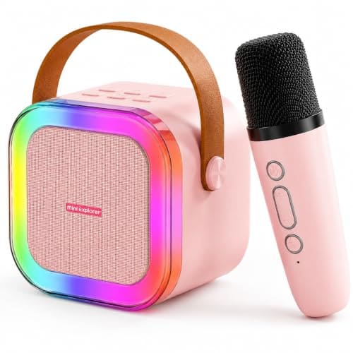 🛍️ MiniExplorer Rechargeable Wireless Mini Portable Bluetooth Karaoke Machine | Bluetooth Speaker with Microphone & LED Lights - Kids Music Singing Toys for Girl Boy Birthday Gift Ideas