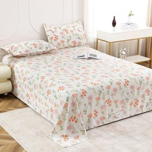 Microfiber Bedsheet for Double Bed | 160 TC Soft Bed Sheet w...
