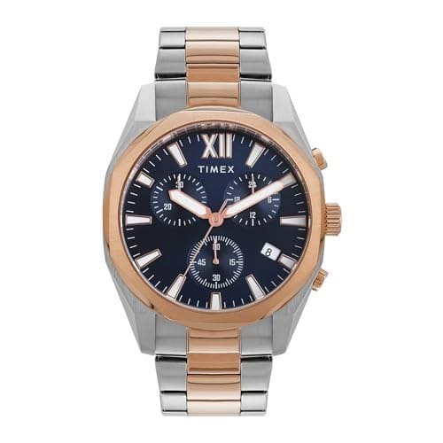 🛍️ TIMEX Analog Watch for Men with Blue Dial & Multicolor Stainless Steel Bracelet Band - Water Resistant Men's Wrist Watches -TWEG296SMU08