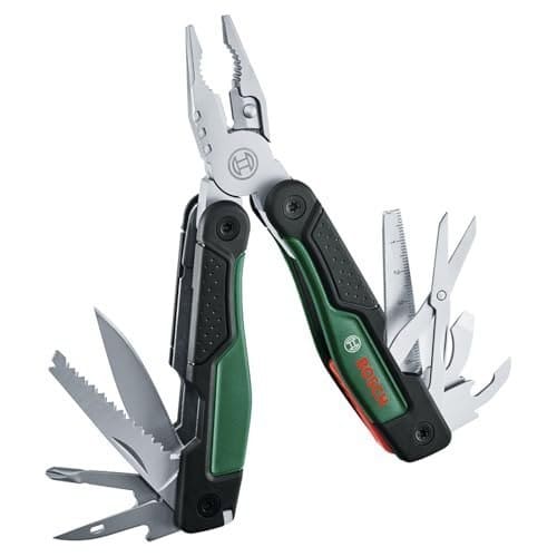 🛍️ BOSCH 16-in-1 Multi-Tool | Stainless Steel | Plier, Knife, Screwdriver & More | for Home, DIY & Camping | Compact Foldable Design | Safety Pouch Included