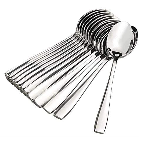 🛍️ Parage Stainless Steel Spoons Set of 12, Dinner Spoon Length 16cm, Food Grade Silverware for Home & Kitchen- Mirror Polished, 12 Silver Spoons