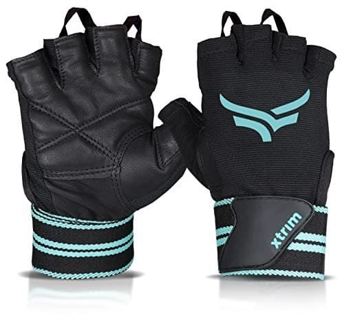 🛍️ XTRIM xMacho Unisex Gym Gloves with Wrist Support Strap, Medium, Blue-Black