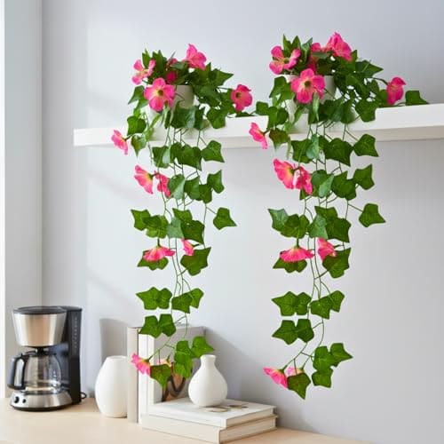 🛍️ fancymart Artificial Petunia Flower Falling Leaves in Small Pot, 45 cm Height, Home Décor for Wall Shelves & Indoor Spaces