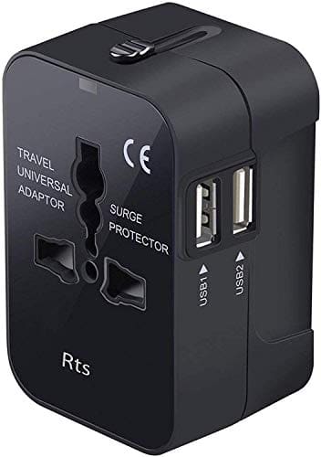 🛍️ rts USB Universal Travel Adapter, International All in One Worldwide Travel Adapter and Wall Charger Travel Accessories with Multi Type Power Outlet USB 2.1A, 100-250 Voltage Travel Charger (Black)