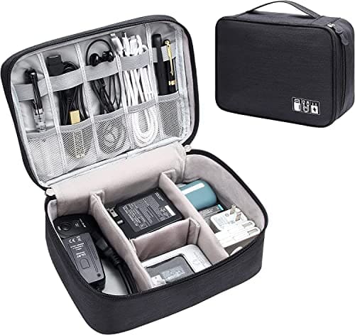 🛍️ SaleOn Cable Organizer Case Bag – Electronics Accessories Travel Gadget & Hard Disk Bag – Water-Resistant Portable Storage, Sleek Black (6-Month Warranty)