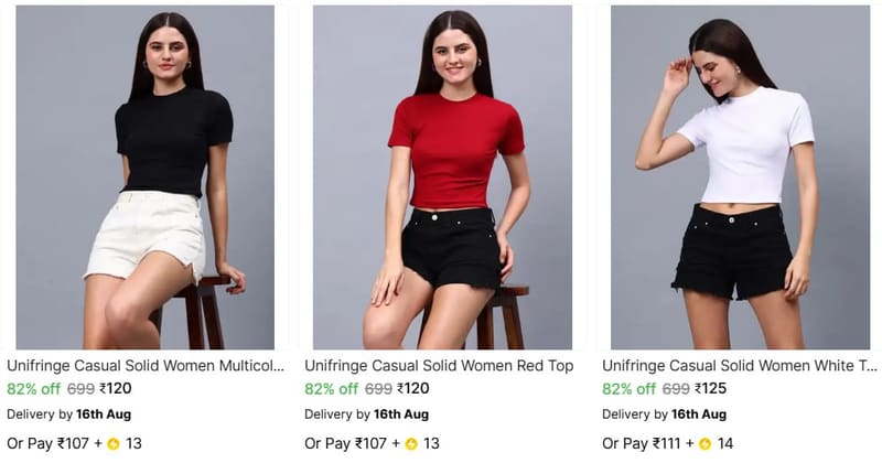 🔥  Unifringe Women's Tops From ₹120