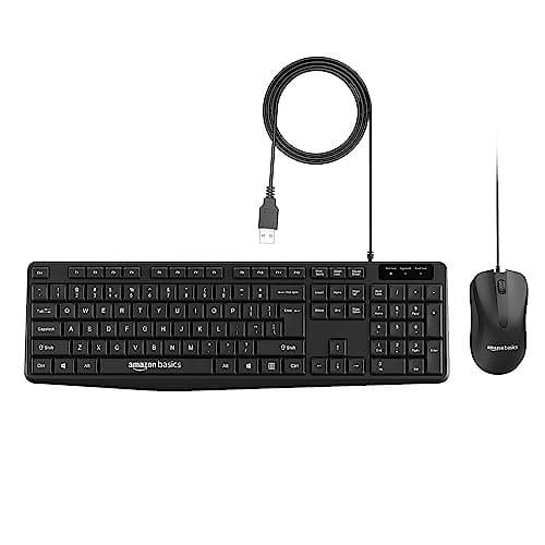 Amazon Basics Wired Keyboard and Mouse Combo l 1200 DPI l fo...