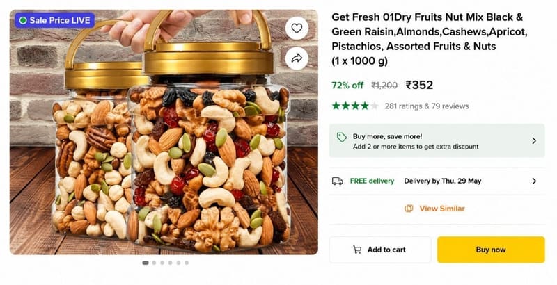 🔥 Dry Fruits, 1Kg @ ₹352