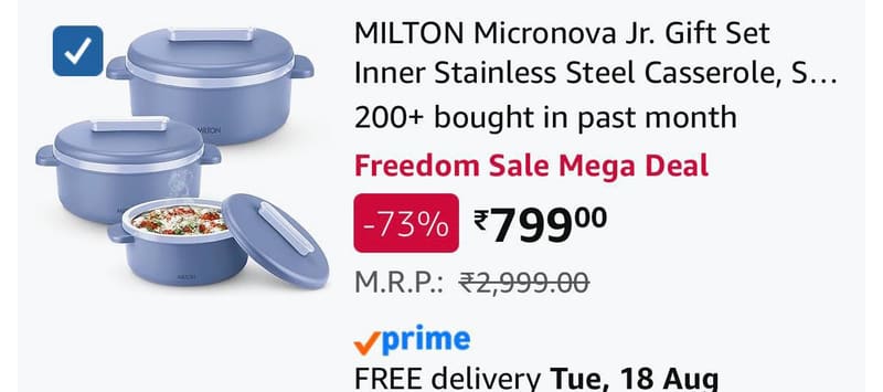 73% Off : MILTON Micronova Casserole, Set of 3 @799.