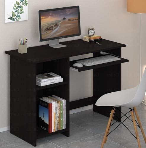 🛍️ Callas Engineered Wood Computer Desk with Keyboard Tray – Small Modern Writing Desk for Home Office, Bedroom, or Living Room – Sturdy & Simple Laptop Table (CB-ST-04-Black)