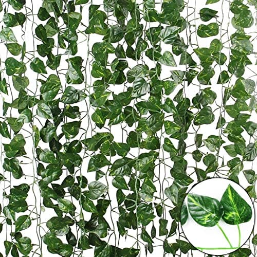 🛍️ Tdas Plastic Artificial Plants Leaves Ivy Garlands Plant Greenery Hanging Vine Creeper Home Decor Door Wall Balcony Decoration Party Festival Craft, 80 Leaves(6 Pcs, Vine), 200cm