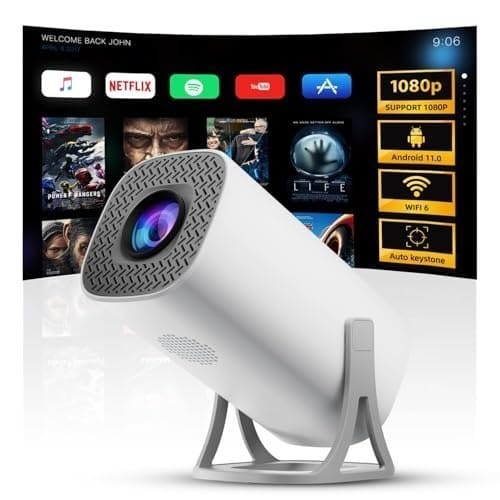 🛍️ BIGASUO Auto Keystone Mini Portable Projector, 4K/150 ANSI Smart Projector with WiFi 6, BT 5.4, 200 Inch Screen, Built-in Android Operating System 11.0, Compatible with iOS/Android/PC/PS4/PS5