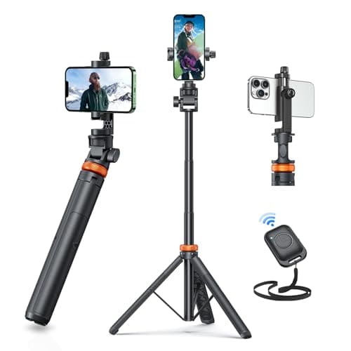 🛍️ EUCOS 62" Phone Tripod, Tripod for iPhone & Selfie Stick with Remote, Extendable Cell Phone Stand & Ultimate Phone Holder, Solidest Phone Stand Compatible with iPhone/Android