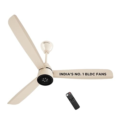 🛍️ atomberg Renesa Enzel 1200mm BLDC Ceiling Fan with Remote | 5 star | Advance Air+ Technology | LED Speed Indicator | Low Noise | Sleek Design | Power Saving | 3 Year Warranty | Seasand Ivory