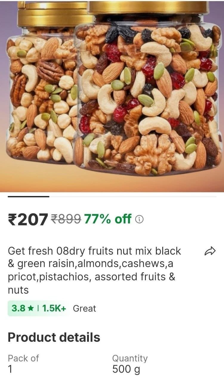 🔥₹207 | mixed dry fruits | 500G
