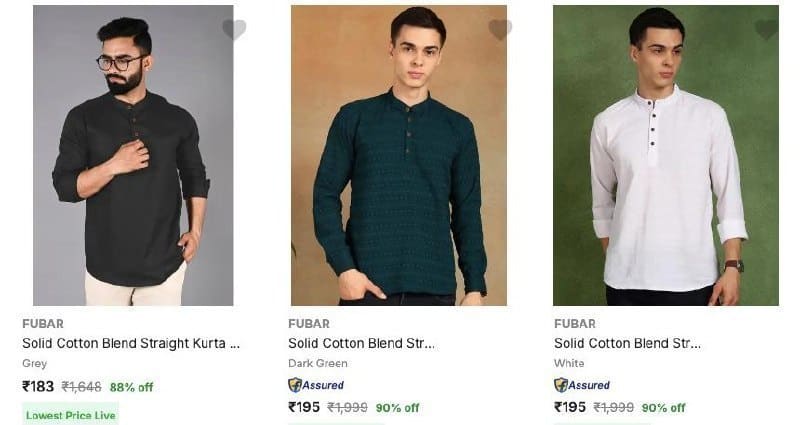 Flipkart : Upto 90% Off on Men's Wedding Kurtas