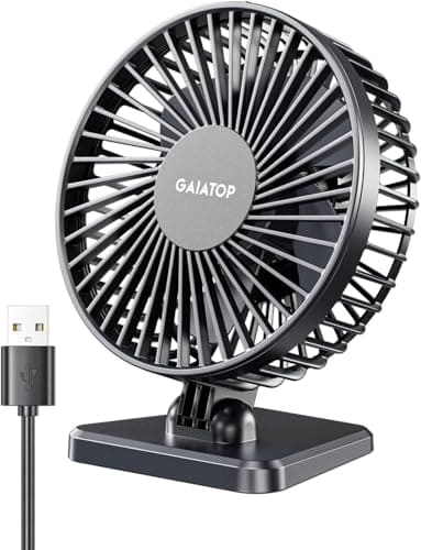 🛍️ Gaiatop Small Desk Fan, 4.5 Inch Portable 3 Speeds Wind Desktop Table Cooling Fan in Single Button, Adjustment Mini Personal Fan for Home Desktop Office Car Outdoor, Black (Not Battery)
