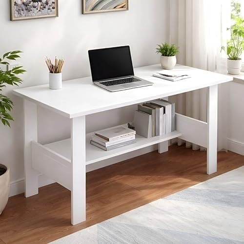 🛍️ Wakefit Study Table | 1 Yr Warranty | Study Table with Book Shelf, Computer Table for Home Pc, Office Table for Home, Free Installation from Brand, Modern Wobble-Free & Durable Design (Edwin - FW)