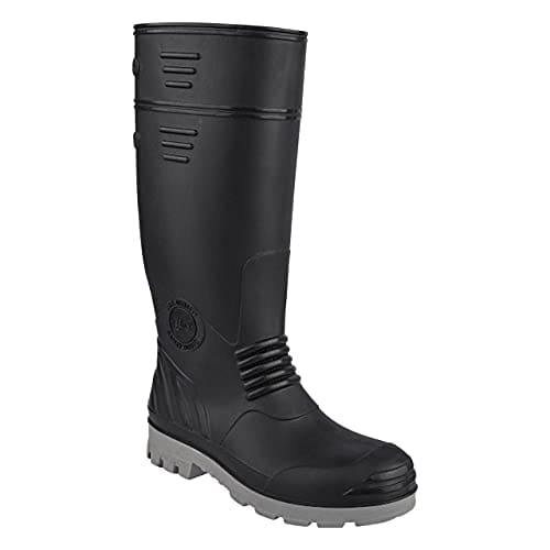 🛍️ HILLSON TC07HLS0022 Torpedo Safety Gumboots with Steel Toe (Black-Grey, UK Size 7)