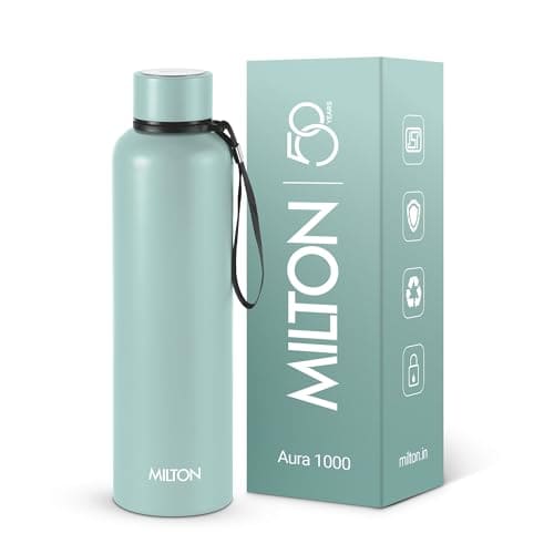 🛍️ Milton Aura 1000 Thermosteel Water Bottle, 24 Hr Hot and Cold I Leak Proof Lid, ISI Certified I Vacuum Insulated I for Office, Gym, School I Grey
