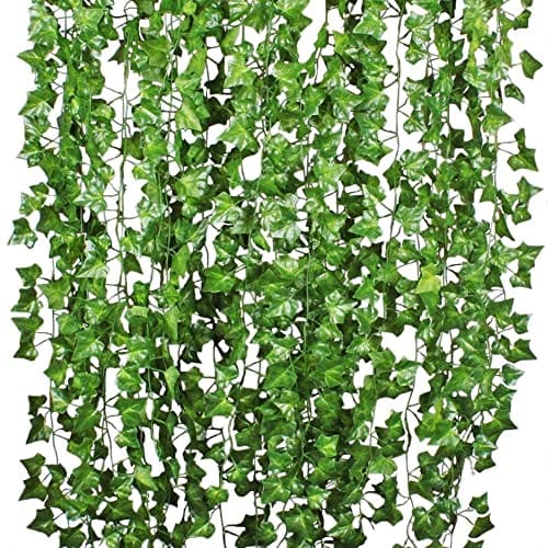 🛍️ Tdas Artificial Plants Leaves Ivy Garlands Plant Greenery Hanging Vine Creeper Home Decor Door Wall Balcony Decoration Party Festival Craft, 80 Leaves, Green (6 pcs) Silk;Plastic