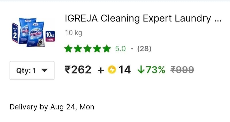 🔥Detergent Powder 10Kg at 262