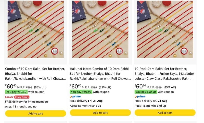 More RAKHI's : Apply 50% Off Coupon