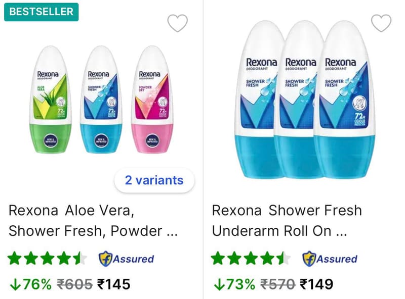 Upto 76% Off On Rexona Deo Roll On.