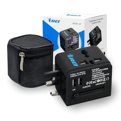 Orei Universal Travel Adapter with 2 USB Ports, 3 in 1 Unive...