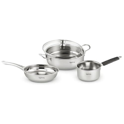 Lifelong 4 piece Stainless Steel cookware Set | 22 cm Kadai ...