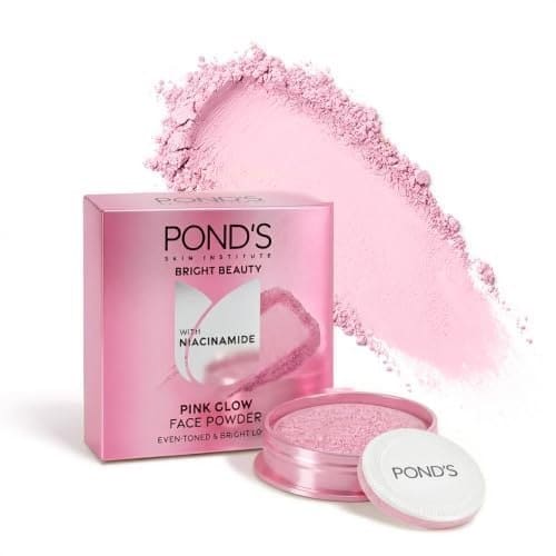 🛍️ POND'S Natural Glow Face Powder, Pink Glow, 30g, for Fresh Even-Toned Skin, with Sunscreen, Covers Dark Spots, Dermatologically Tested, lightweight formula | Provides an instant brightness