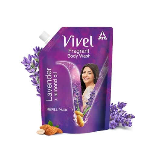 🛍️ Vivel Fragrant Body Wash, Lavender & Almond Oil Shower Gel, 1300ml Supersaver XL Refill Pouch, Moisturizing Bodywash, Soft & Smooth Skin, Effective Cleansing, For Women & Men